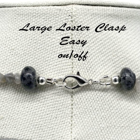 Necklace with assorted pink and gray color combination and Jasper Pendant. - Picture 5 of 5